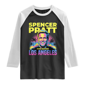 Spencer Pratt for Mayor Los Angeles Synthwave Graphic Raglan Shirt Retro Neon California Supporter TS02 Black White Print Your Wear