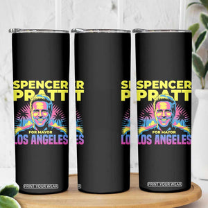 Spencer Pratt for Mayor Los Angeles Synthwave Graphic Skinny Tumbler Retro Neon California Supporter TS02 Print Your Wear