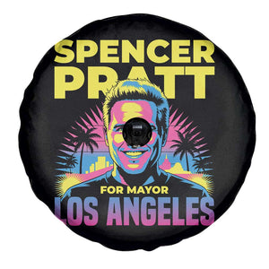 Spencer Pratt for Mayor Los Angeles Synthwave Graphic Spare Tire Cover Retro Neon California Supporter TS02 Print Your Wear