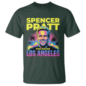 Spencer Pratt for Mayor Los Angeles Synthwave Graphic T Shirt Retro Neon California Supporter