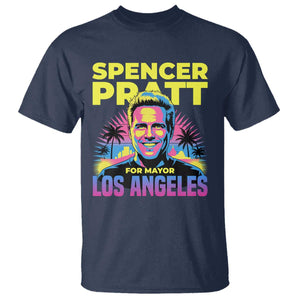 Spencer Pratt for Mayor Los Angeles Synthwave Graphic T Shirt Retro Neon California Supporter