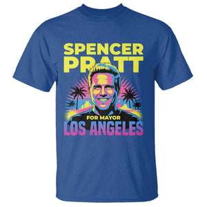Spencer Pratt for Mayor Los Angeles Synthwave Graphic T Shirt Retro Neon California Supporter