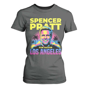 Spencer Pratt for Mayor Los Angeles Synthwave Graphic T Shirt For Women Retro Neon California Supporter TS02 Dark Heather Print Your Wear