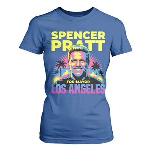 Spencer Pratt for Mayor Los Angeles Synthwave Graphic T Shirt For Women Retro Neon California Supporter TS02 Royal Blue Print Your Wear
