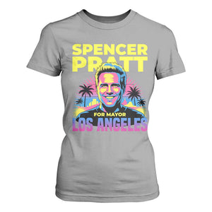 Spencer Pratt for Mayor Los Angeles Synthwave Graphic T Shirt For Women Retro Neon California Supporter TS02 Sport Gray Print Your Wear