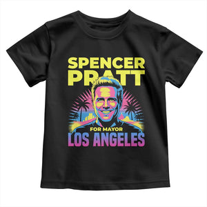 Spencer Pratt for Mayor Los Angeles Synthwave Graphic Toddler T Shirt Retro Neon California Supporter TS02 Black Print Your Wear