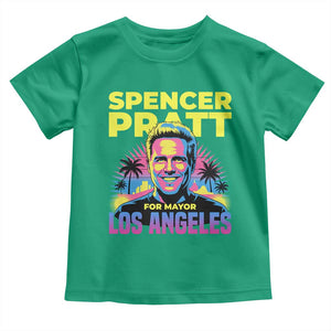 Spencer Pratt for Mayor Los Angeles Synthwave Graphic Toddler T Shirt Retro Neon California Supporter TS02 Irish Green Print Your Wear