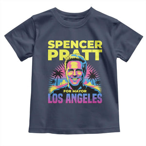 Spencer Pratt for Mayor Los Angeles Synthwave Graphic Toddler T Shirt Retro Neon California Supporter TS02 Navy Print Your Wear
