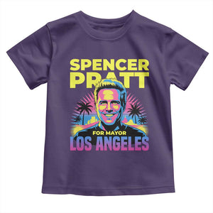 Spencer Pratt for Mayor Los Angeles Synthwave Graphic Toddler T Shirt Retro Neon California Supporter TS02 Purple Print Your Wear