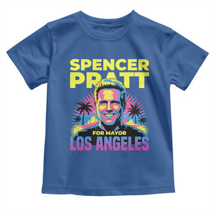 Spencer Pratt for Mayor Los Angeles Synthwave Graphic Toddler T Shirt Retro Neon California Supporter TS02 Royal Blue Print Your Wear