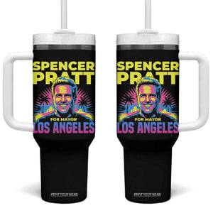 Spencer Pratt for Mayor Los Angeles Synthwave Graphic Tumbler With Handle Retro Neon California Supporter TS02 One Size: 40 oz Black Print Your Wear