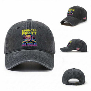 Spencer Pratt for Mayor Los Angeles Synthwave Graphic Washed Cotton Baseball Cap Retro Neon California Supporter TS02 Washed Cap Universal Fit Dark Gray Print Your Wear
