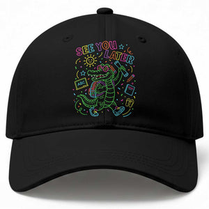 See You Later Alligator Last Day Of School Baseball Cap Cute Neon Chalkboard Kindergarten Graduation