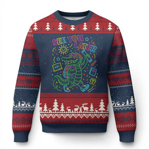 See You Later Alligator Last Day Of School Ugly Christmas Sweater Cute Neon Chalkboard Kindergarten Graduation