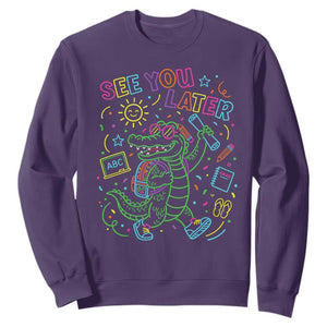 See You Later Alligator Last Day Of School Sweatshirt Cute Neon Chalkboard Kindergarten Graduation