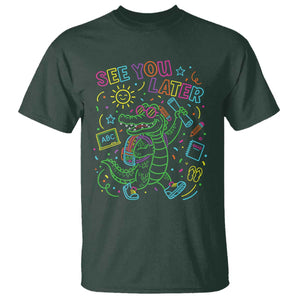 See You Later Alligator Last Day Of School T Shirt Cute Neon Chalkboard Kindergarten Graduation