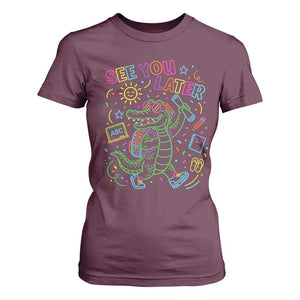 See You Later Alligator Last Day Of School T Shirt For Women Cute Neon Chalkboard Kindergarten Graduation