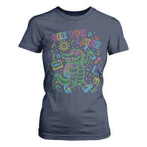 See You Later Alligator Last Day Of School T Shirt For Women Cute Neon Chalkboard Kindergarten Graduation