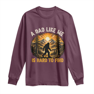 Retro Bigfoot Dad Like Me Is Hard To Find Long Sleeve Shirt Sasquatch Gift for Outdoorsy Fathers Myth Seekers