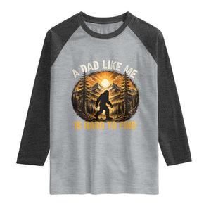 Retro Bigfoot Dad Like Me Is Hard To Find Raglan Shirt Sasquatch Gift for Outdoorsy Fathers Myth Seekers