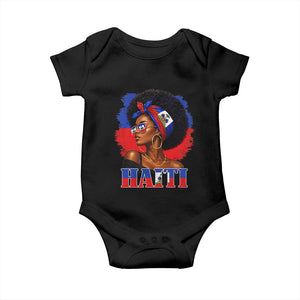 Haitian Queen Afro Melanin Graphic Baby Onesie Haiti Flag Heritage Pride TS02 Black Print Your Wear