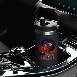 Haitian Queen Afro Melanin Graphic Flip Straw Tumbler Haiti Flag Heritage Pride TS02 Print Your Wear