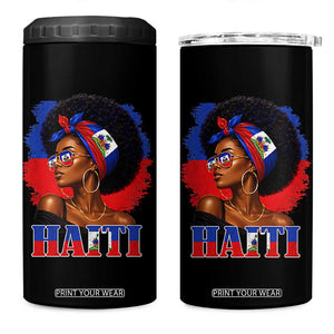 Haitian Queen Afro Melanin Graphic 4 in 1 Can Cooler Tumbler Haiti Flag Heritage Pride TS02 One Size: 16 oz Black Print Your Wear