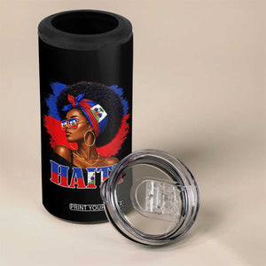 Haitian Queen Afro Melanin Graphic 4 in 1 Can Cooler Tumbler Haiti Flag Heritage Pride TS02 Print Your Wear