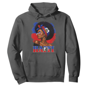 Haitian Queen Afro Melanin Graphic Hoodie Haiti Flag Heritage Pride TS02 Dark Heather Print Your Wear