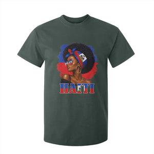 Haitian Queen Afro Melanin Graphic T Shirt For Kid Haiti Flag Heritage Pride TS02 Dark Forest Green Print Your Wear