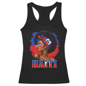 Haitian Queen Afro Melanin Graphic Racerback Tank Top Haiti Flag Heritage Pride TS02 Black Print Your Wear