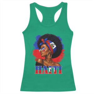 Haitian Queen Afro Melanin Graphic Racerback Tank Top Haiti Flag Heritage Pride TS02 Irish Green Print Your Wear
