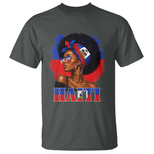 Haitian Queen Afro Melanin Graphic T Shirt Haiti Flag Heritage Pride TS02 Dark Heather Print Your Wear