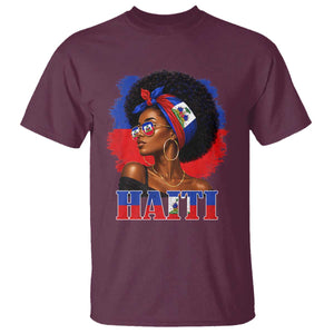 Haitian Queen Afro Melanin Graphic T Shirt Haiti Flag Heritage Pride TS02 Maroon Print Your Wear