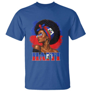 Haitian Queen Afro Melanin Graphic T Shirt Haiti Flag Heritage Pride TS02 Royal Blue Print Your Wear
