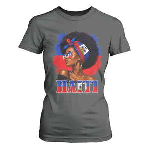 Haitian Queen Afro Melanin Graphic T Shirt For Women Haiti Flag Heritage Pride TS02 Dark Heather Print Your Wear