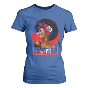 Haitian Queen Afro Melanin Graphic T Shirt For Women Haiti Flag Heritage Pride TS02 Royal Blue Print Your Wear