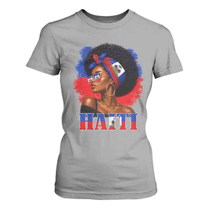Haitian Queen Afro Melanin Graphic T Shirt For Women Haiti Flag Heritage Pride TS02 Sport Gray Print Your Wear