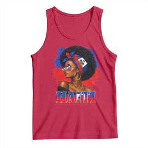 Haitian Queen Afro Melanin Graphic Tank Top Haiti Flag Heritage Pride TS02 Red Print Your Wear