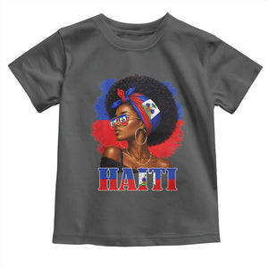 Haitian Queen Afro Melanin Graphic Toddler T Shirt Haiti Flag Heritage Pride TS02 Dark Heather Print Your Wear