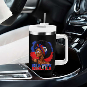 Haitian Queen Afro Melanin Graphic Tumbler With Handle Haiti Flag Heritage Pride TS02 Print Your Wear