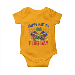 Happy Haitian Flag Day Celebration Graphic Baby Onesie May 18 National Pride Haiti Heritage TS02 Gold Print Your Wear