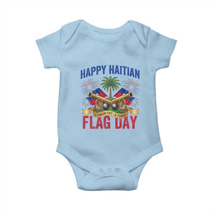 Happy Haitian Flag Day Celebration Graphic Baby Onesie May 18 National Pride Haiti Heritage TS02 Light Blue Print Your Wear