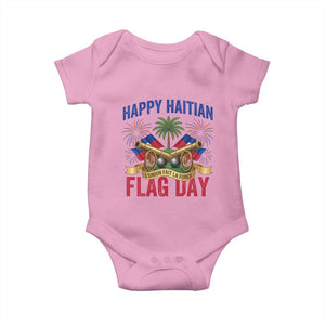 Happy Haitian Flag Day Celebration Graphic Baby Onesie May 18 National Pride Haiti Heritage TS02 Light Pink Print Your Wear