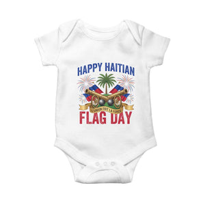 Happy Haitian Flag Day Celebration Graphic Baby Onesie May 18 National Pride Haiti Heritage TS02 White Print Your Wear