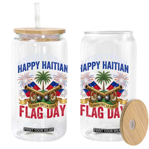 Happy Haitian Flag Day Celebration Graphic Glass Can May 18 National Pride Haiti Heritage TS02 Print Your Wear