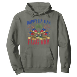 Happy Haitian Flag Day Celebration Graphic Hoodie May 18 National Pride Haiti Heritage TS02 Military Green Print Your Wear