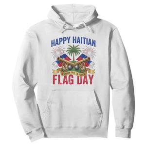 Happy Haitian Flag Day Celebration Graphic Hoodie May 18 National Pride Haiti Heritage TS02 White Print Your Wear
