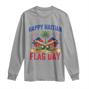 Happy Haitian Flag Day Celebration Graphic Long Sleeve Shirt May 18 National Pride Haiti Heritage TS02 Sport Gray Print Your Wear