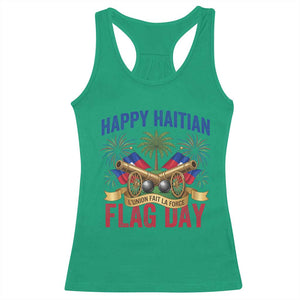 Happy Haitian Flag Day Celebration Graphic Racerback Tank Top May 18 National Pride Haiti Heritage TS02 Irish Green Print Your Wear